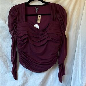 NWT Express Body Contour Mesh Top Burgundy Size XL